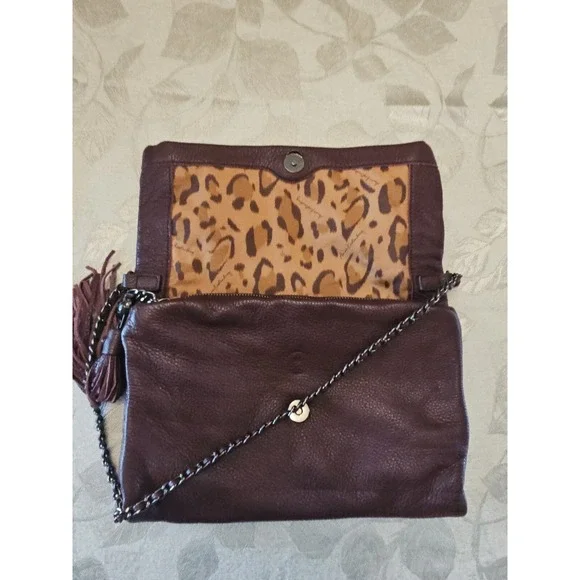 Aimee Kestenberg Purse Leather Fringe Tassel Flap Double Entry Chain Strap Boho - Picture 11 of 16